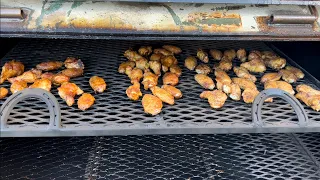 Primitive pits- Smoking chicken wings on my 500 gallon offset smoker!!