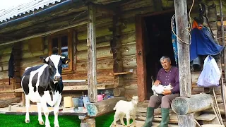 The life of an elderly grandfather in the mountains in a house without light. Far from civilization.