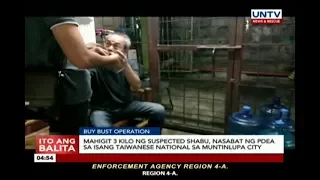 Mahigit 3 kilo ng suspected shabu, nasabat ng PDEA sa isang Taiwanese sa Muntinlupa City