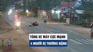 Ớn lạnh cảnh tông xe máy cực mạnh khiến 4 người bị thương nặng