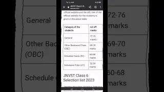 Navodaya cut off 2023 class 6 , jnv cut off class 6th , jnv cut off 2023 class 6 , cut off jnv 2023