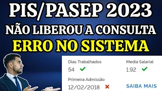 PIS/PASEP: NÃO LIBEROU A CONSULTA/ERRO NO SISTEMA. E AGORA ?