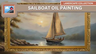 Sailboat Oil Painting Framed Art For TV | Ornamental Frame TV