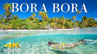 FLYING OVER BORA BORA (4K UHD) Amazing Beautiful Nature Scenery & Relaxing Music - 4K Video Ultra HD