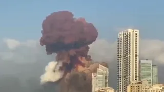 Powerfull explosion at beirut, labanon due to 2750 ammonium nitrate blast