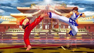 Ken Master VS Kim Kaphwan Toe To Toe Intense Hard Fight! SF Vs KOF PotS Style Mugen [CV3]