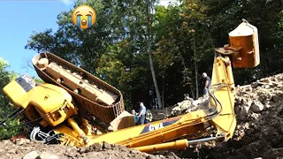 Total Dangerous Idiots Biggest  Excavator Climbing Skills -  Operating Heavy Equipment Crane Fails !