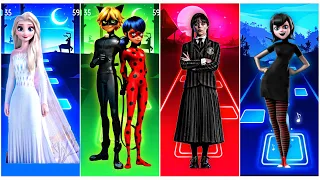 Frozen 🆚 Miraculous LadyBug 🆚 Wednesday Addams 🆚 Mavis Dracula 🎶 Tiles Hop EDM Rush