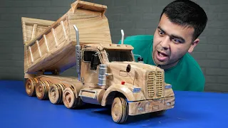 Model Truck - Kenworth w900bx Series Dump Truck Out of Wood