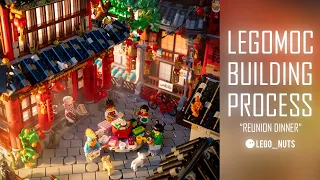"Reunion Dinner" LEGO MOC Building process and lighting photography setup celebrating Lunar New Year