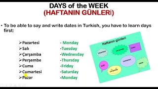 Learn Turkish: Days and Dates in Turkish