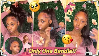 Genie Ponytail Sleeking!✨Blow Dry Natural Hair & Slick Back | #ULAHAIR Weave Review