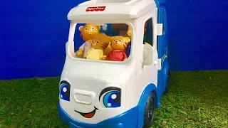 CAMPING in Talking Fisher Price Van with DANIEL TIGERS NEIGHBOURHOOD Toys!