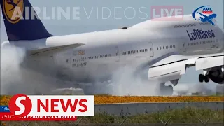 Lufthansa plane's touch-and-go landing caught on live stream