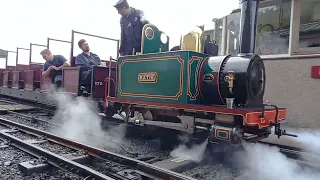 Katie leaving Ravenglass on test run 27/4/22