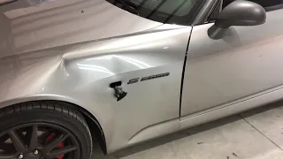 STEP BY STEP HONDA S2000 PAINTLESS DENT REPAIR ON CRUSHED FENDER