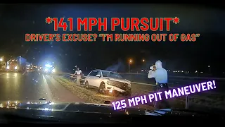 141 MPH High Speed Pursuit & 125 MPH PIT Maneuver into cables - Arkansas State Police #chase #pit