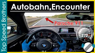 6 cylinder high speed party on the Autobahn BMW M2 meets Porsche 911 #TopSpeedBrothers