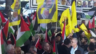 Palestinians gather in downtown Ramallah to mark annual "Land Day" protest