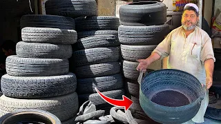 Beautiful Water Tub Making Process By 60 Years Old Man | Used Tires Recycled into Water Tubs