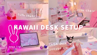 🌷aesthetic KAWAII WORKSPACE SETUP + decor IKEA desk 200x60 ; stationery shopee haul 💖 Indonesia