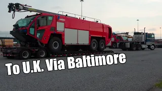 Heavy And Wide Fire Truck Unload In Baltimore