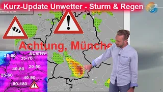 Kurz-Update Unwetter Sturm & Regen! Aktuelle Zugrichtung Sturm & Starkregen. Alarm rund um München!