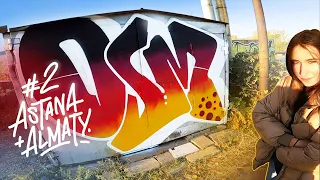 Graffiti on a Trip. Ep.2: ASTANA + ALMATY. Talking with a local girl while painting OSM piece