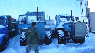 Готовимся к завозу удобрений. Запуск трактора Т-150К-09-25 и МТЗ-82 с буксира. (Часть 1.)