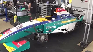 McLaren, Jordan, Tyrell, Benetton, Minardi GP cars in paddock at Silverstone Classic 2022 Friday