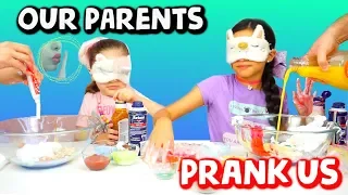 Our Parents Prank us and they CHEATED!!! Blindfolded Slime Challenge!