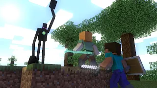 Alex & Steve Life 1 - Minecraft Animation (Endersent Fight)