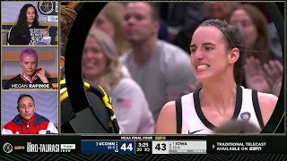 "Flagrant" Sue Bird & Taurasi On Caitlin Clark 3 + Foul | Final Four, Iowa Hawkeyes vs UConn Huskies