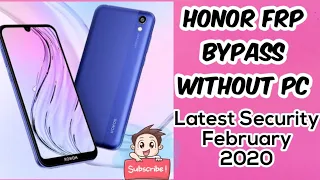 Honor 8s Ksa Lx9 FRP Bypass  DONE Latest Security 2020 100% tested