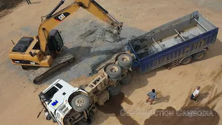 វេអងក្រឡាប់ និងទាញឡើងវិញ Trailer dump truck accident & recovery