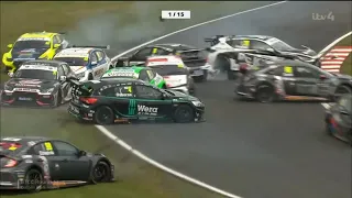 BTCC Oulton Park 2021 - Race 3 Pileup (Plato, Edwards, Osborne, Butel, Jackson, Mitchell, Goff)