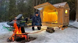 Off Grid Water Heater for Tiny Cabin Sled- DIY Heat Exchanger + Snowmobile Camper