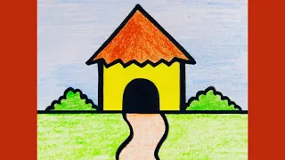 How to draw a hut |Easy hut drawing #art #drawing