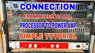 CONNECTION FROM MIXER TO ALL PROCESSOR TO POWER AMP.(SIMPLE TUTORIAL ONLY)