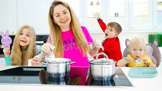 Diana and Roma help mom cook food and other children's stories