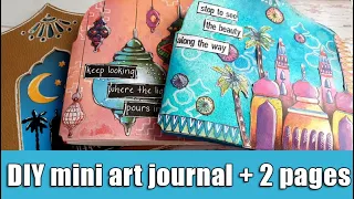 DIY mini art journal + 2 pages | Art by Marlene Artsy Arabia collection