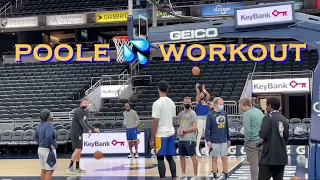 📺 Jordan Poole (+Juan Toscano-Anderson & Gary Payton II) workout/threes at Warriors pregame at IND