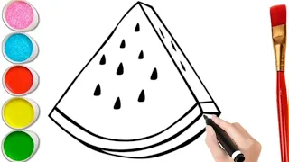 Watermelon Drawing, Painting, Coloring for Kids, Toddlers | Learn Drawing, Painting Basics #240