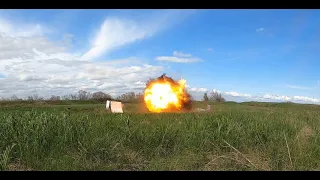 Взрыв гранаты РГД-5 в воздухе. Метание гранаты РГД-5 с отсечкой.