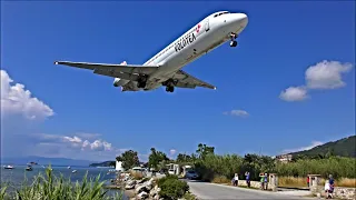 SKIATHOS AIRPORT 2019 - LOW LANDINGS & POWERFUL JETBLAST! 4K HD