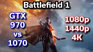 Battlefield 1 - GTX 970 vs 1070 - 1080p / 1440p / 4K