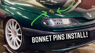 Fitting Bonnet Pins On The BTCC Replica Laguna Track Car! Laguna Build Ep11