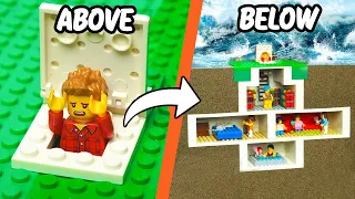 SECRET LEGO underground SURVIVAL BASE Flooded By Tsunami Wave Machine - Lego Dam Breach Experiment