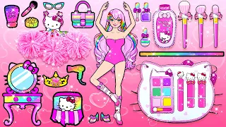 Học Làm Búp Bê Giấy - Rapunzel Trang Điểm và Làm Váy Ba Lê Hello Kitty Hồng - Câu Chuyện Của Barbie