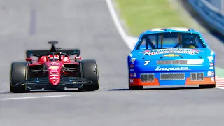 Ferrari F1 2022 F1-75 vs Nascar 1990 at Silverstone GP